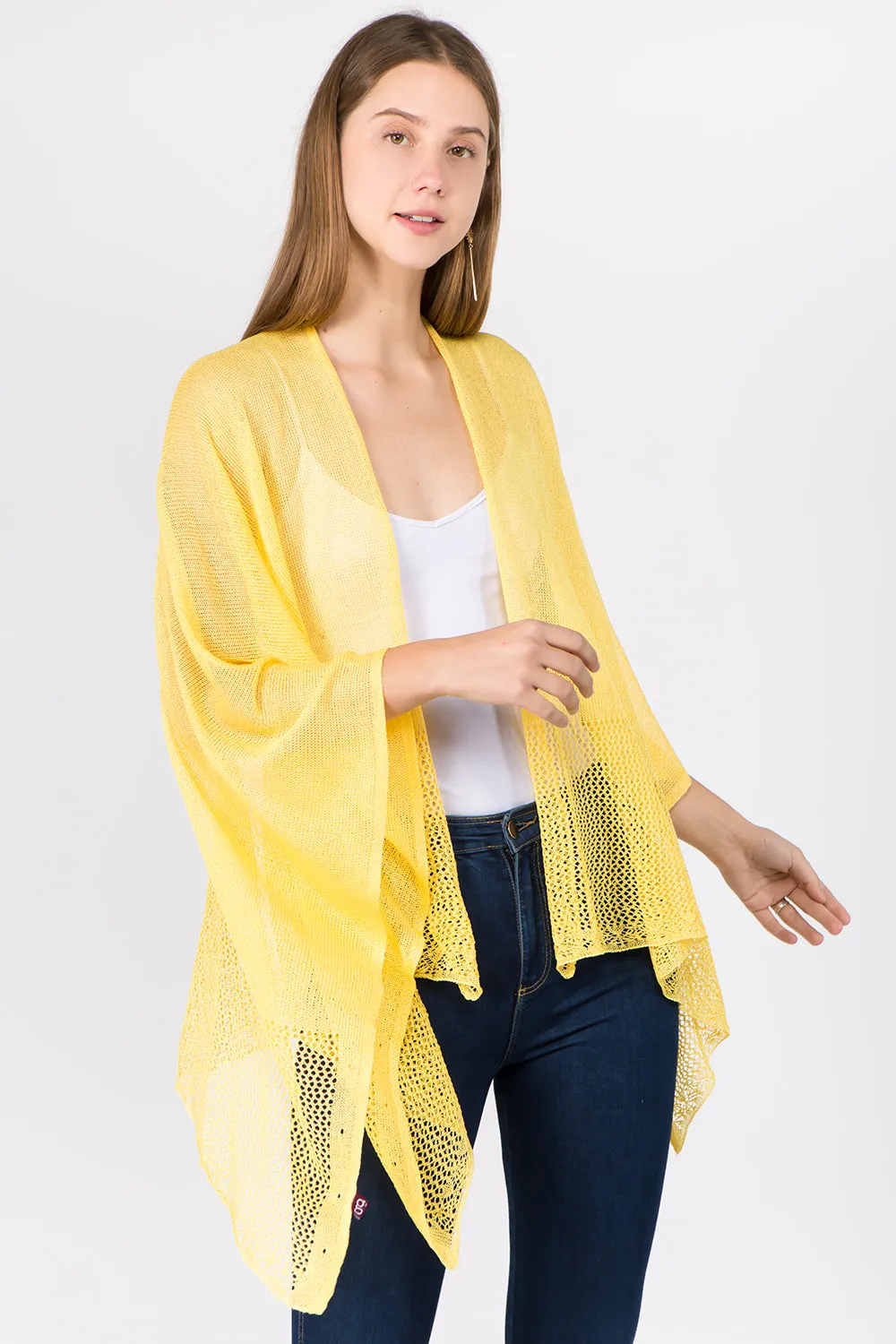 RA-1C15 solid color rayon ruana