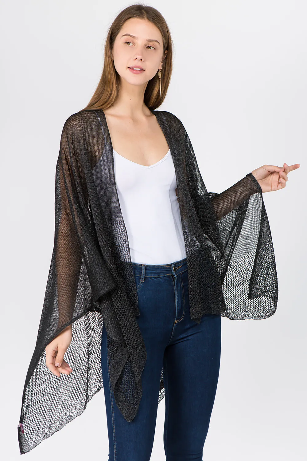RA-1C15 solid color rayon ruana