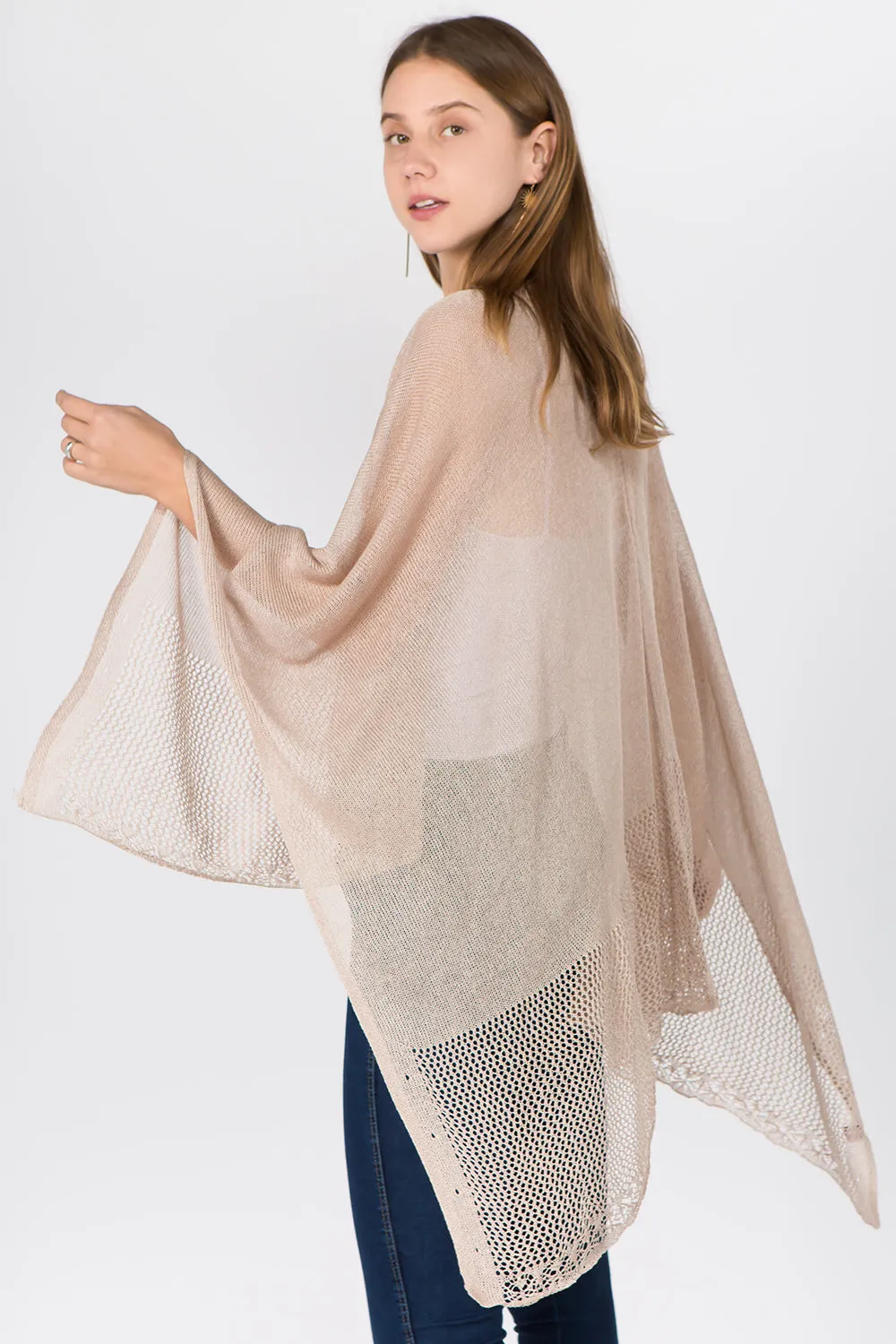 RA-1C15 solid color rayon ruana