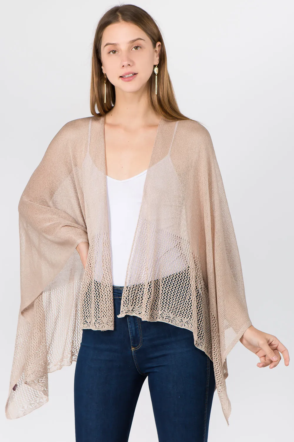 RA-1C15 solid color rayon ruana