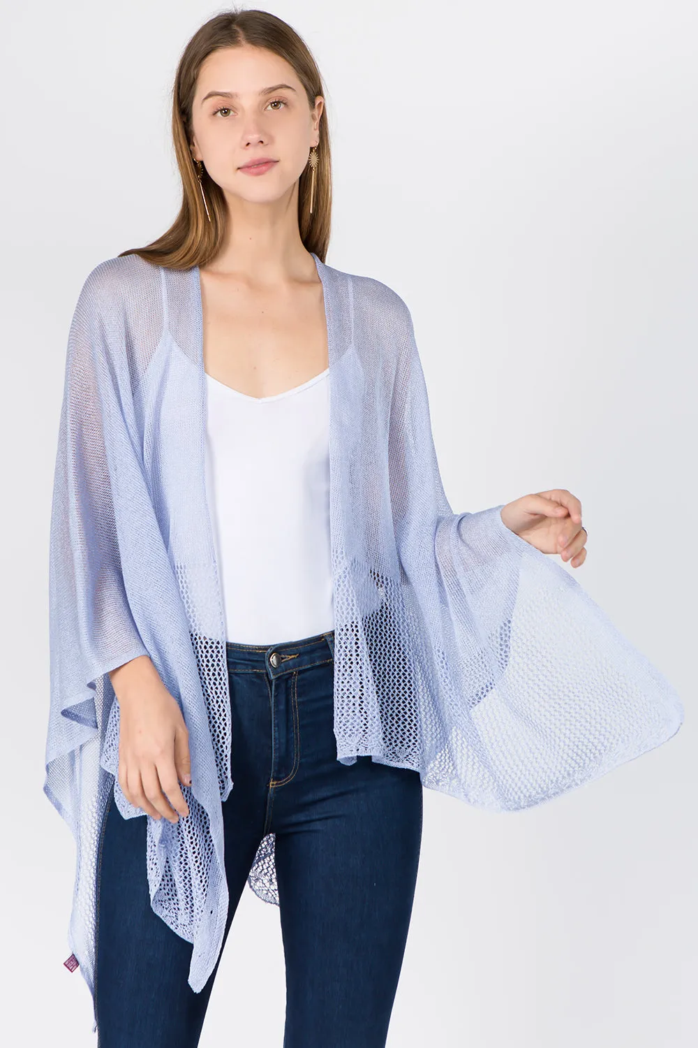 RA-1C15 solid color rayon ruana