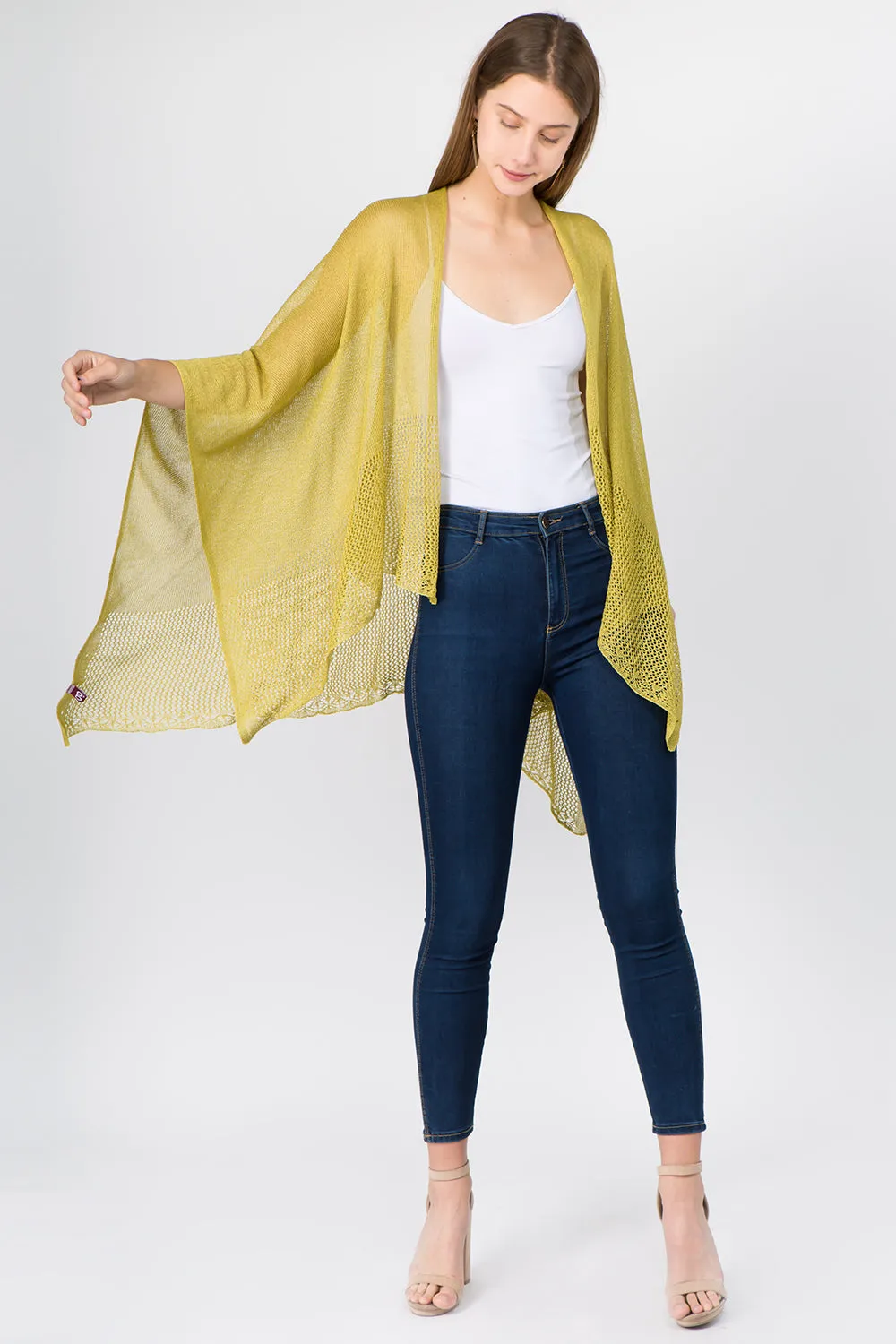 RA-1C15 solid color rayon ruana