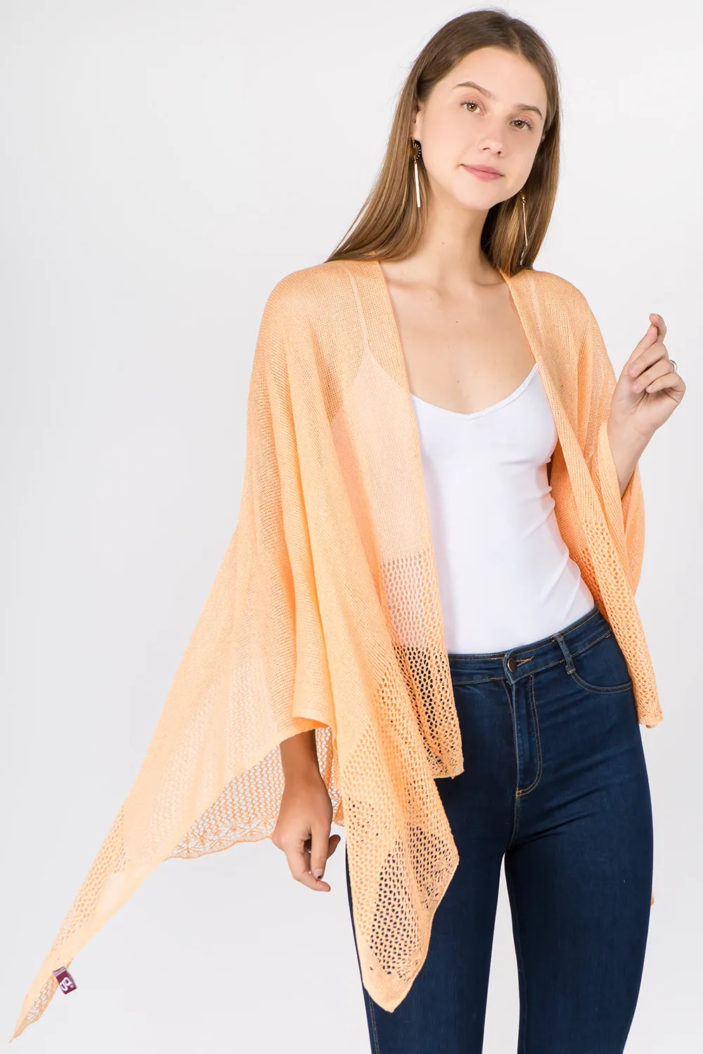 RA-1C15 solid color rayon ruana