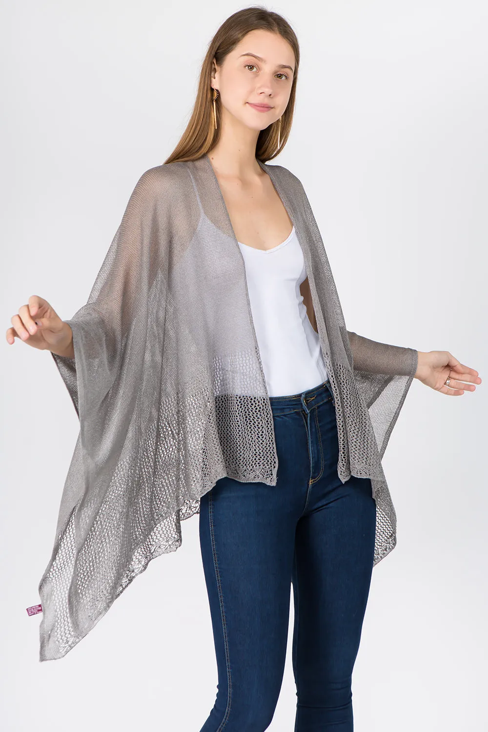 RA-1C15 solid color rayon ruana