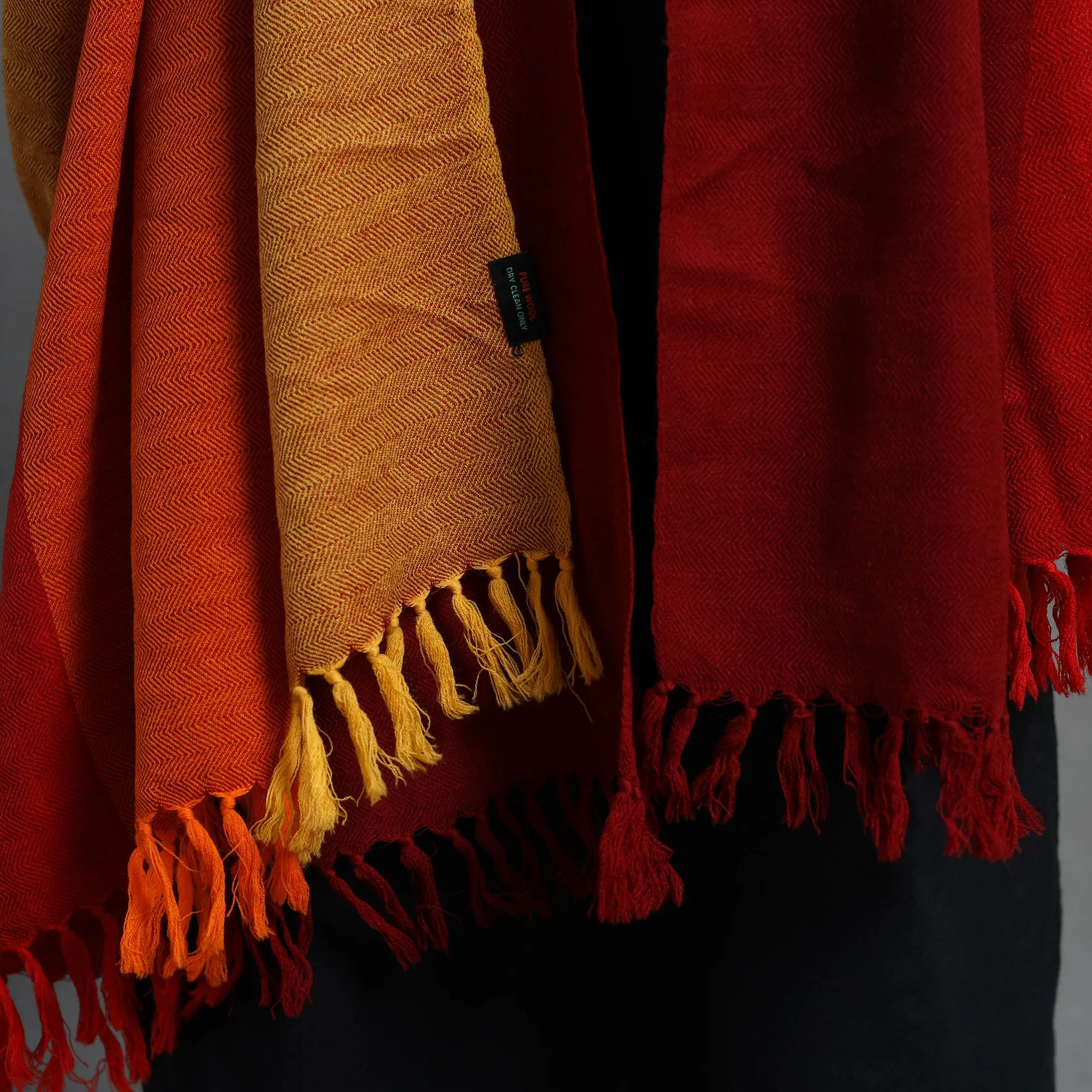 Red - Kumaun Handwoven Pure Merino Wool Shawl for Women 35