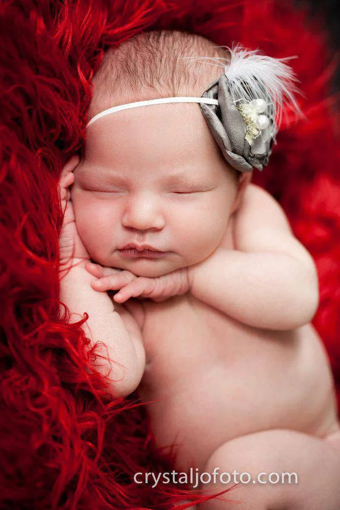 Red Mongolian Faux Fur Photography Prop Rug Newborn Baby