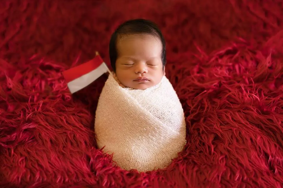 Red Mongolian Faux Fur Photography Prop Rug Newborn Baby