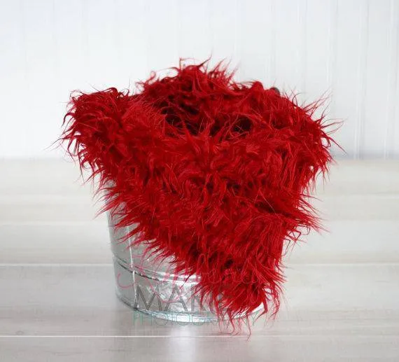 Red Mongolian Faux Fur Photography Prop Rug Newborn Baby