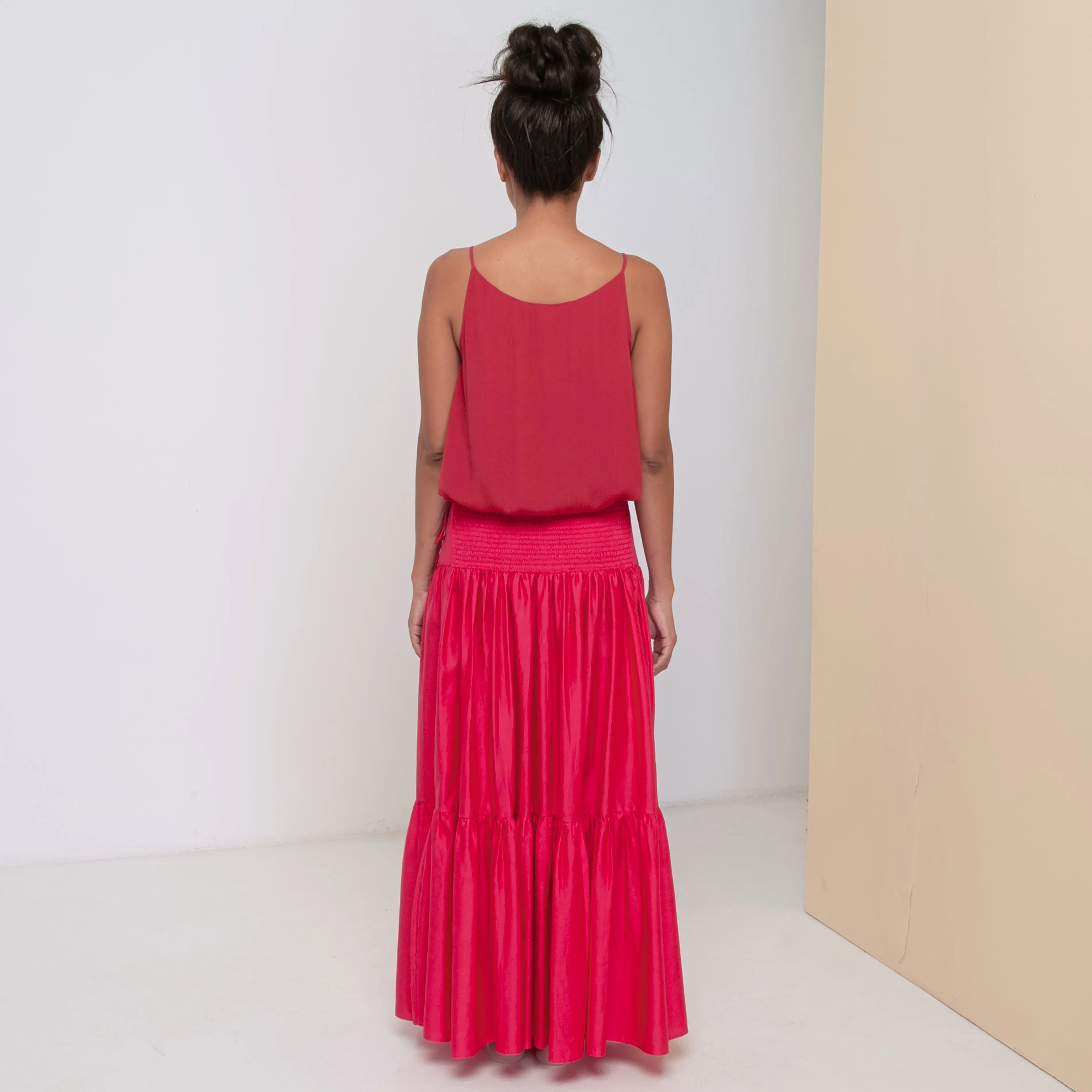 RINKI V STRING CAMISOLE - Rayon Fujette Crepe | Dark Raspberry