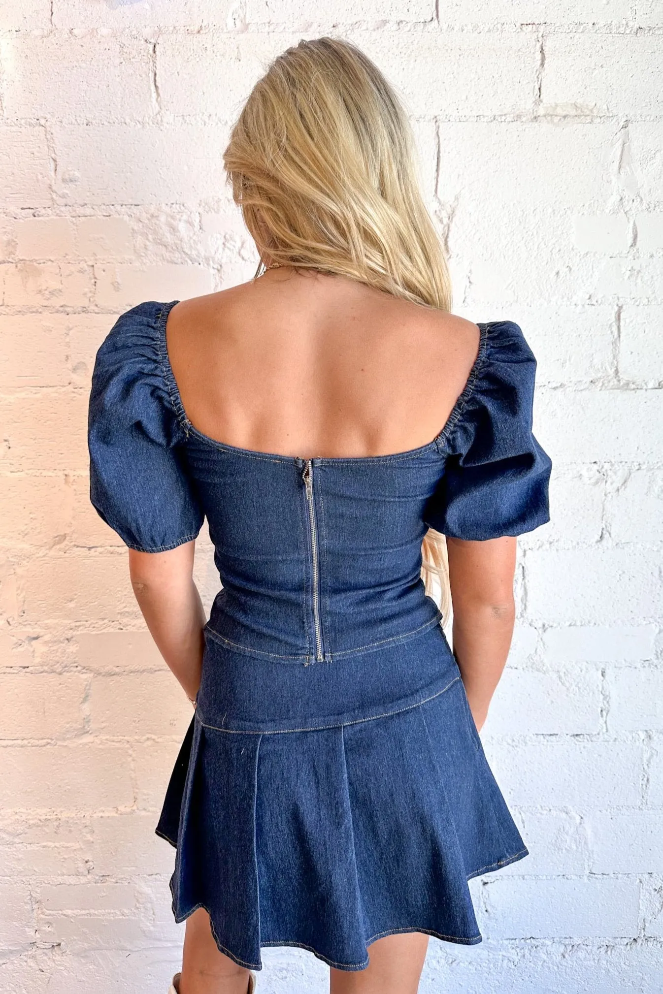 Saddle Up Denim Pleated Mini Skirt