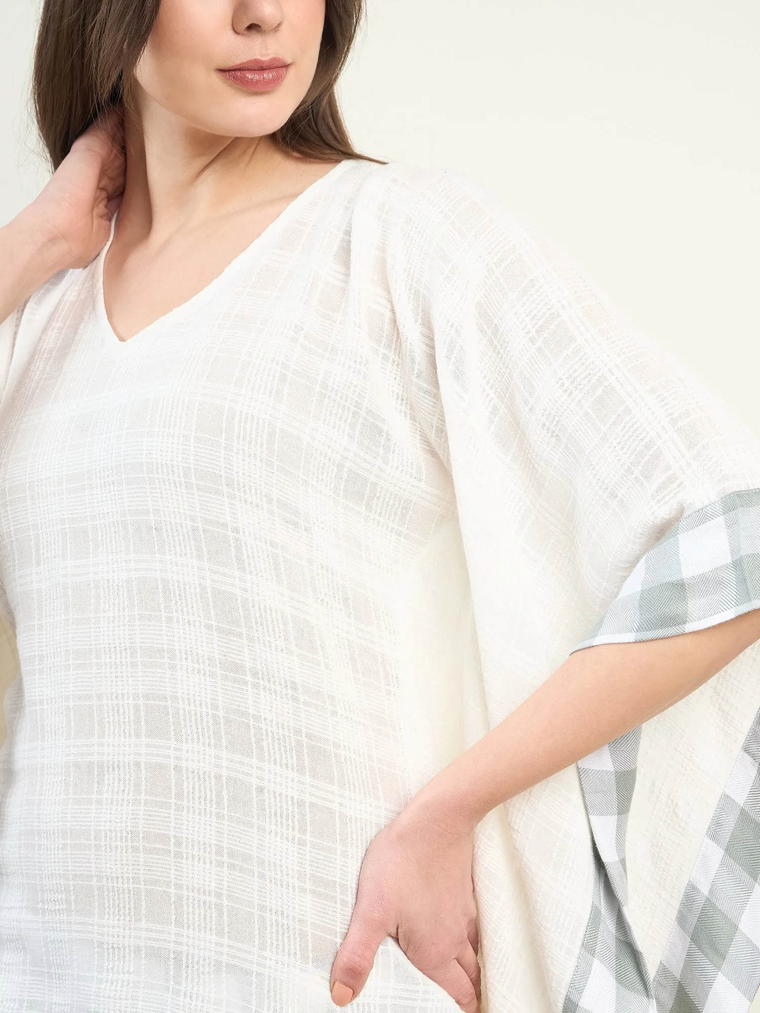 Sage Checks Kaftan and Pyjama Set