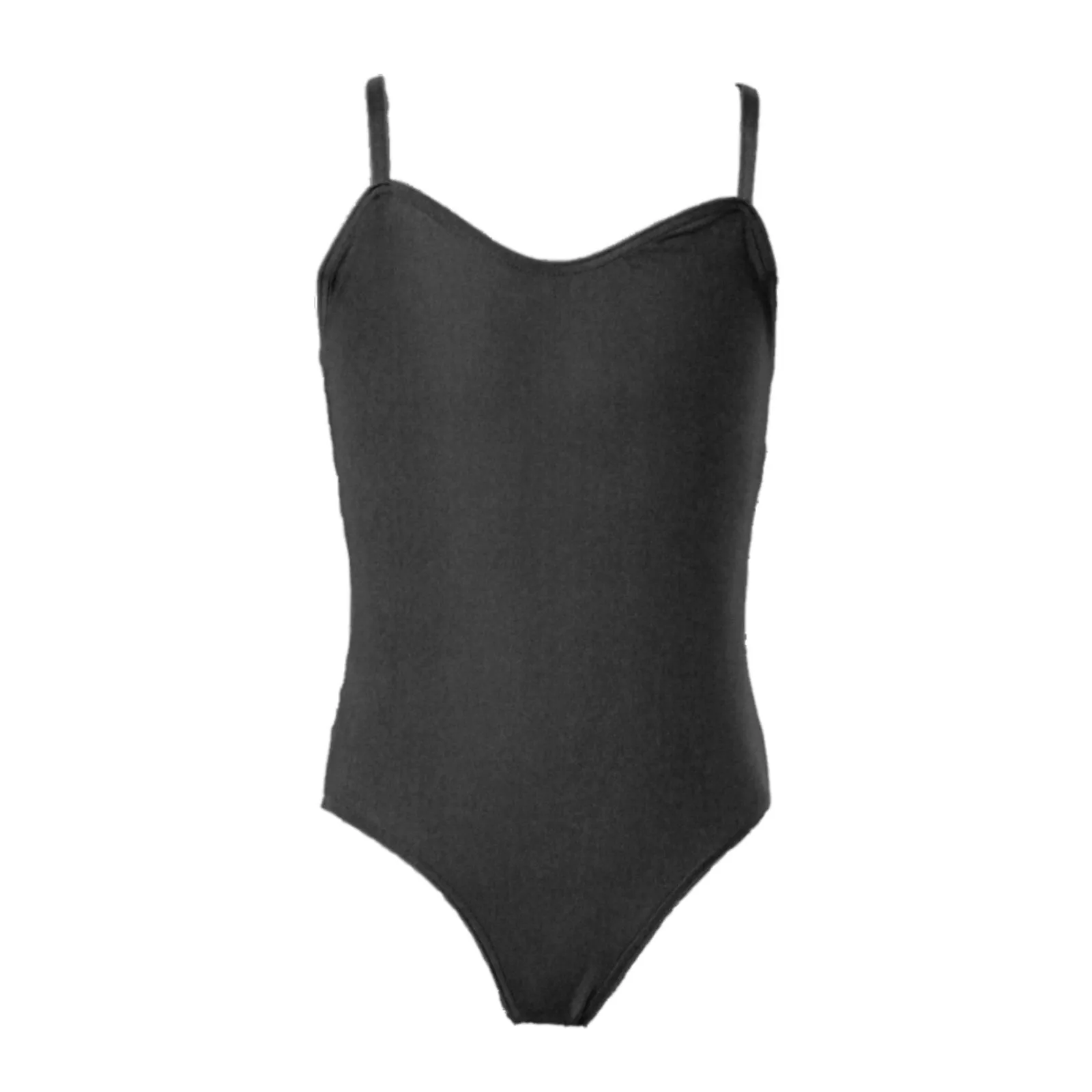 SERENA - NYLON LYCRA PLAIN FRONT CAMISOLE LEOTARD - BLACK