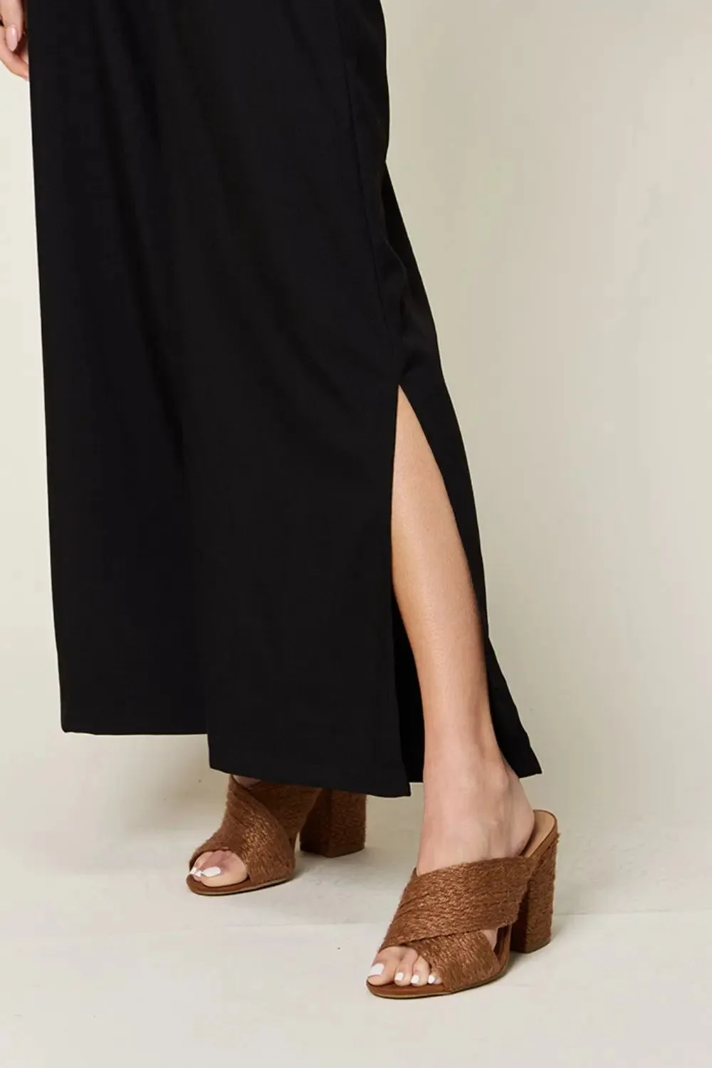 Size Inclusive V-Neck Tied Side Slit Jumpsuit