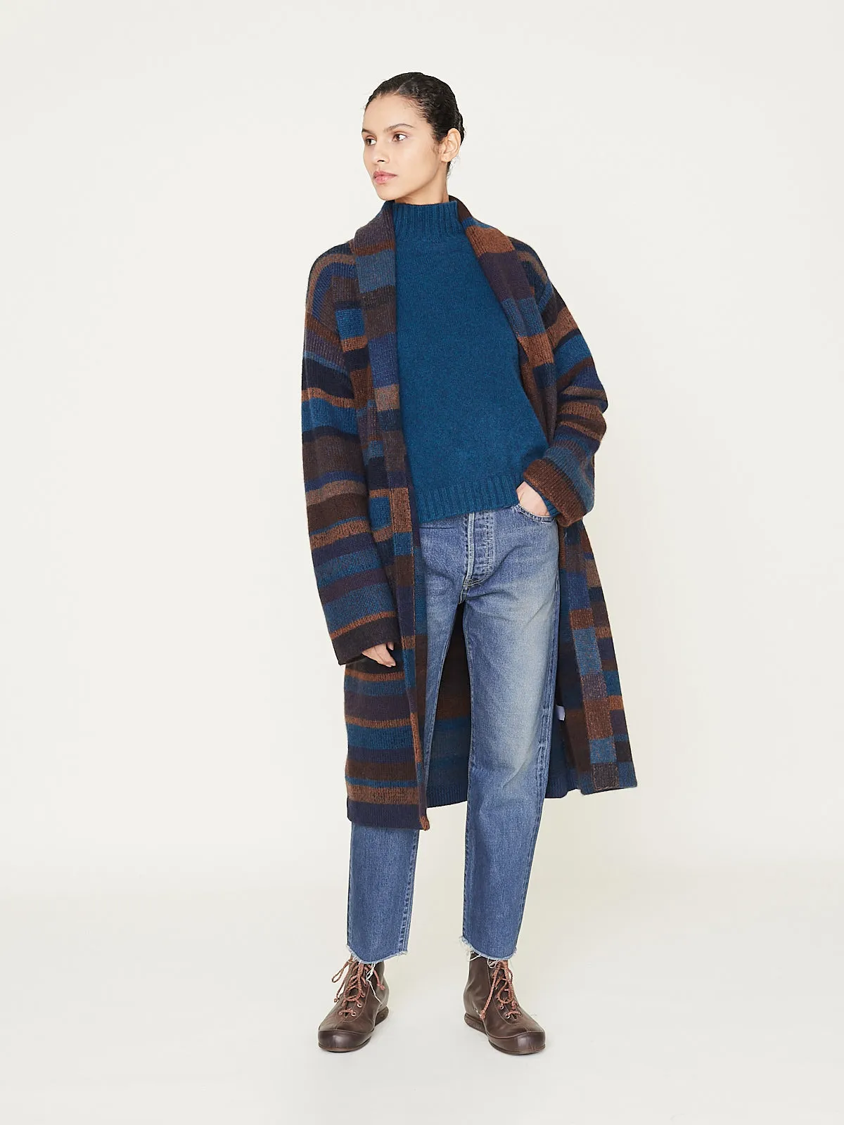 Stripe Super Soft Robe in Rust/Peacock/Truffle/Blue/Black/Navy