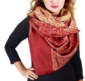 Thick 4 Ply Blanket Scarf Reversible Paisley Pashmina Thick Scarf Wrap Shawl Taupe Purple
