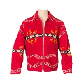 Vintage Southwestern Wool Coat by Pendleton. 1980s Colorful Western Aztec Design Warm Outerwear.