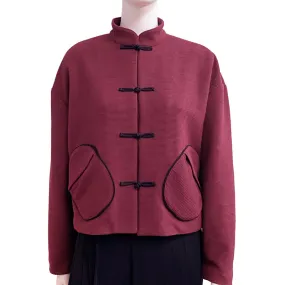 Women's Cropped Jacket With Round Pockets