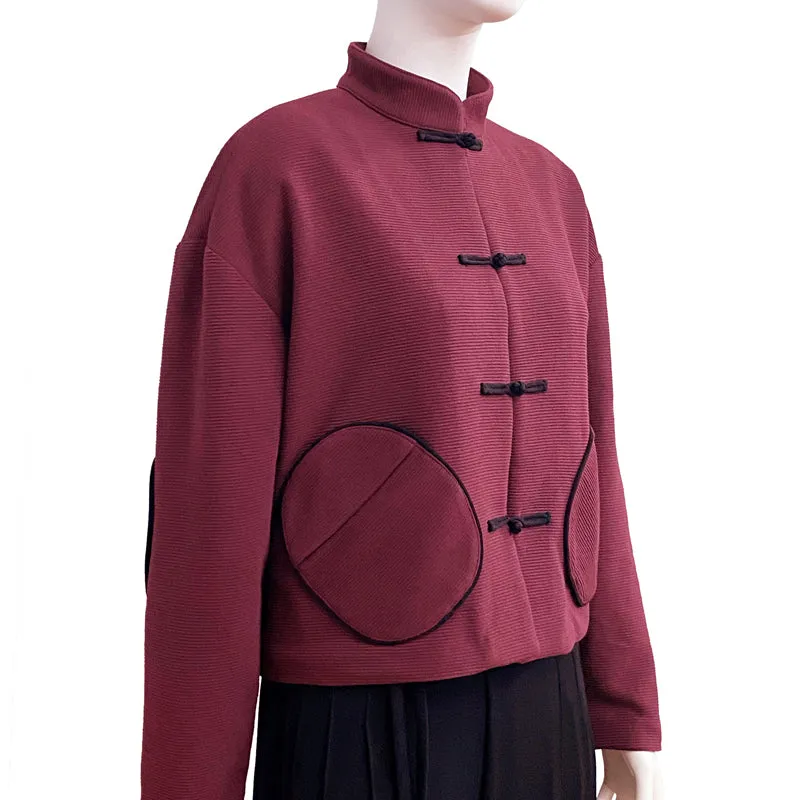 Women's Cropped Jacket With Round Pockets