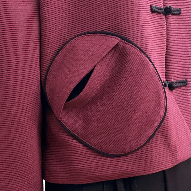 Women's Cropped Jacket With Round Pockets