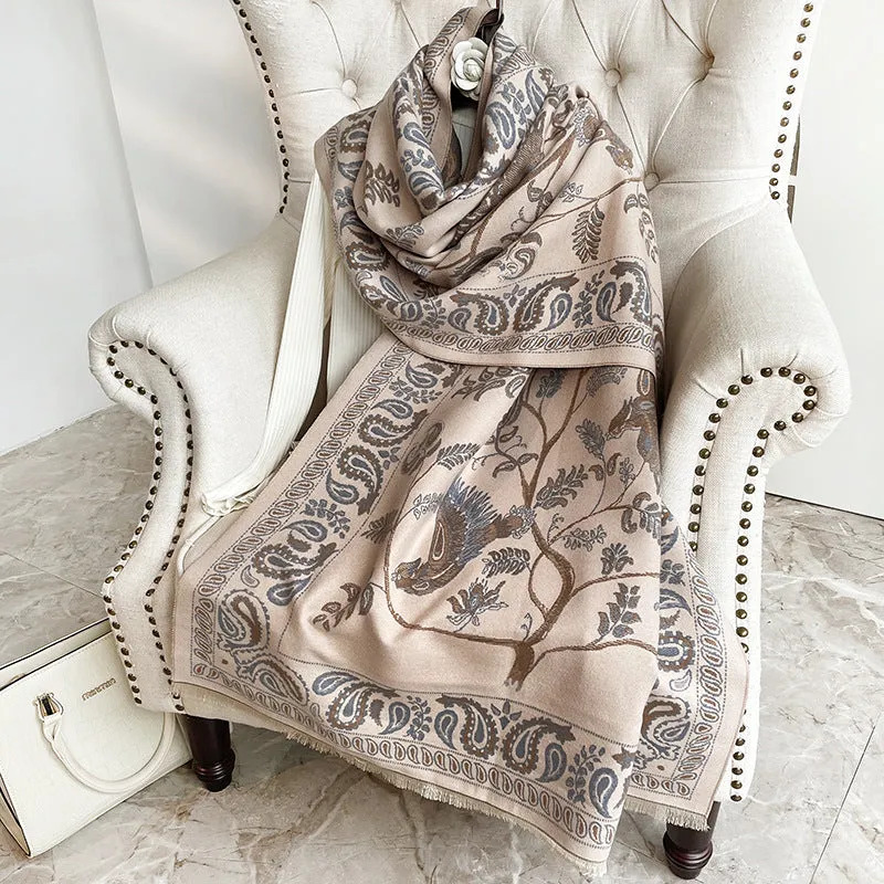 Women's shawl over winter office nap blanket cheongsam blanket cashmere tassel warm scarf