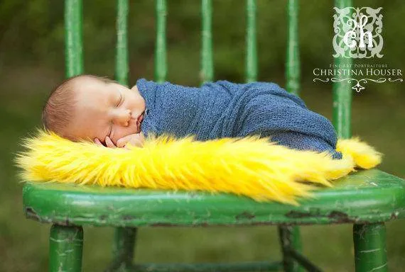Yellow Mongolian Faux Fur Photography Prop Newborn Baby Toddler